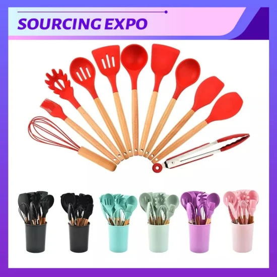 Mercadorias coloridas da cozinha do utensílio 15PCS que cozinham jogos do silicone do produto comestível